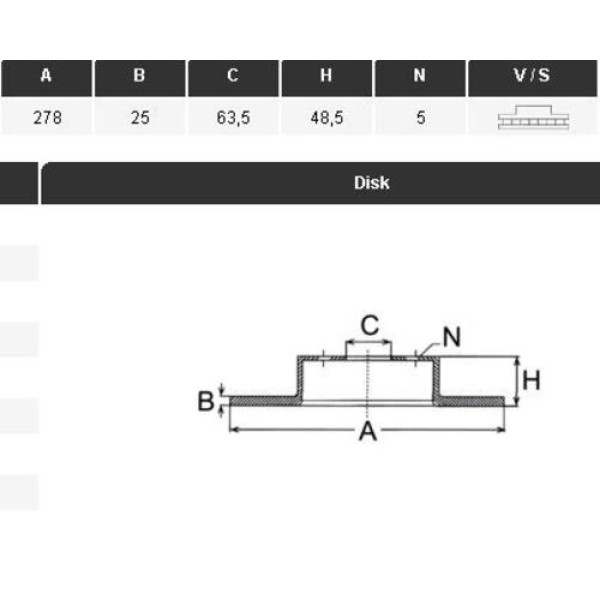 Yavuzsan 13312 Ön Fren Diski Focus II 04- C-Max 03-S40 C30 V50 V70 05-278 25 5Dl Havalı Adet 