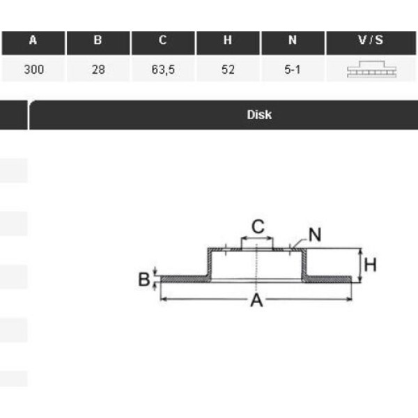 Yavuzsan 13401 Ön Fren Diski Mondeo S-Max Land Rover Freelander 06-2.2 Volvo S60 10-S80 300X28X5Dl Adet 1379965 