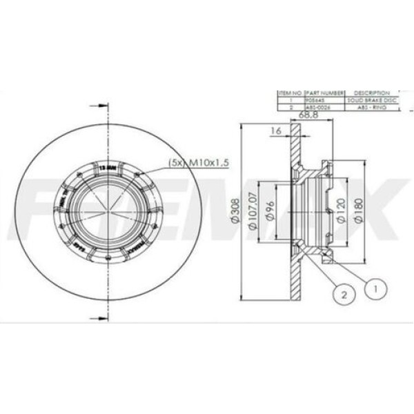 Yavuzsan 13570 Arka Fren Diski Custom V362 13-2.2TDCI ABS'li Uzun Şase Önden Çeker 300X16X5Dl Adet 1764282