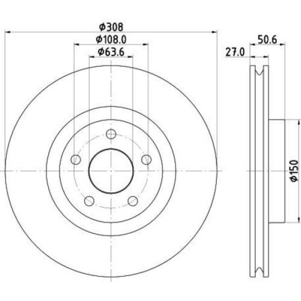 Yavuzsan 13682 Ön Fren Diski Focus 18-1.5-2.0 Ecobost-Ecoblue 308 5Dl Havalı 2305506 