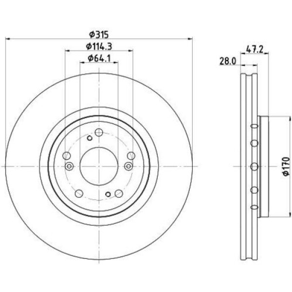Yavuzsan 15672 Ön Fren Diski Honda CRV 15-1.6D-Tec 315 28 5Dl Havalı 42251T1GG00
