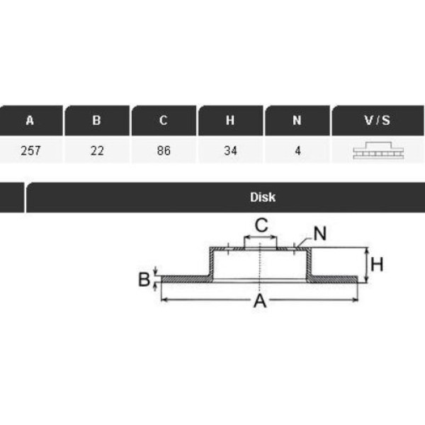 Yavuzsan 16170 Ön Fren Diski Elantra Coupe 1.5-1.6L-1.8I 16V 2.0 90-00 257X22X4Dl Havalı Adet 51712-28300 