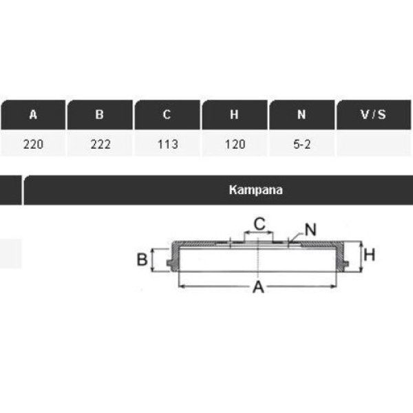 Yavuzsan 16183 Arka Kampana H100 Kamyonet 93-04 2.5D Çift Teker 220X222X5Dl 5276144101 