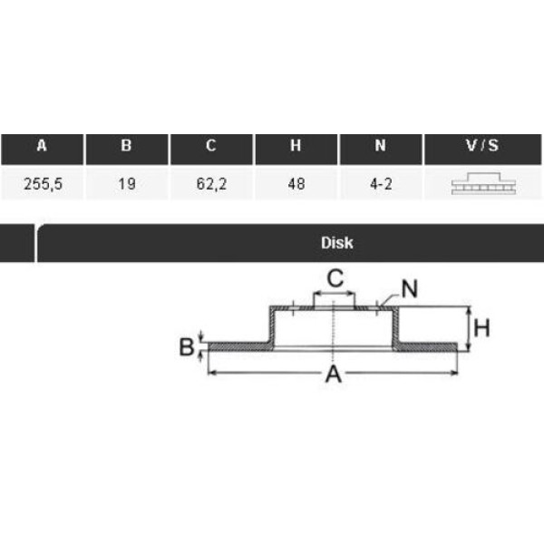 Yavuzsan 16326 Ön Fren Diski Getz 03-1.1-1.3-12V 1.6-16V 1.5TD Dizel 256 19 4Dl Havalı Adet 