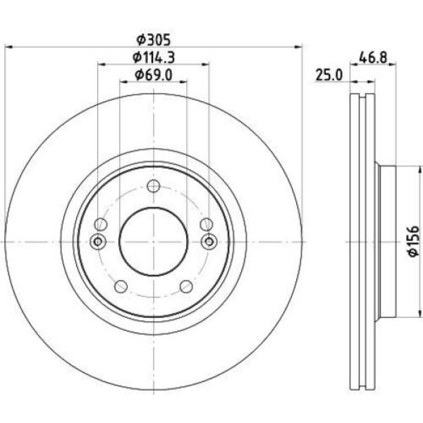 Yavuzsan 16608 Ön Fren Diski Tucson 15-1.6-2.0GDI 305 5Dl Havalı 51712C1000 