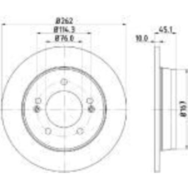 Yavuzsan 18545 Arka Fren Diski Elantra 10-I30 11-Ceed 12-Pro Ceed 13-Soul 14-1.4-1.6-1.8 Düz 262X10X5Dl Adet 58411-3X300 