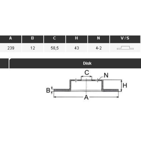 Yavuzsan 19036 Ön Fren Diski Samara 91-110-111-112 95-1300-2108-2109 239 12 4Dl Adet 21083501070