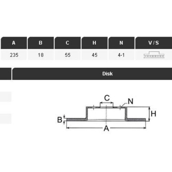 Yavuzsan 22073 Ön Fren Diski 323 90-94 235 55 18 4Dl Havalı Adet NA01-33-25X
