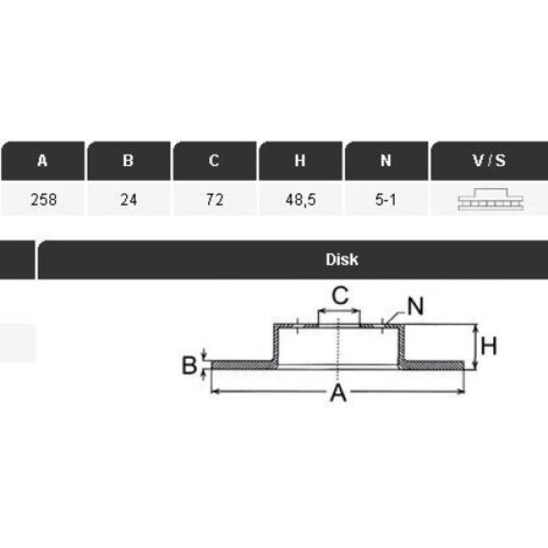 Yavuzsan 22087 Ön Fren Diski 626 92-97 2.0 Fs 258 24 5Dl Havalı Adet