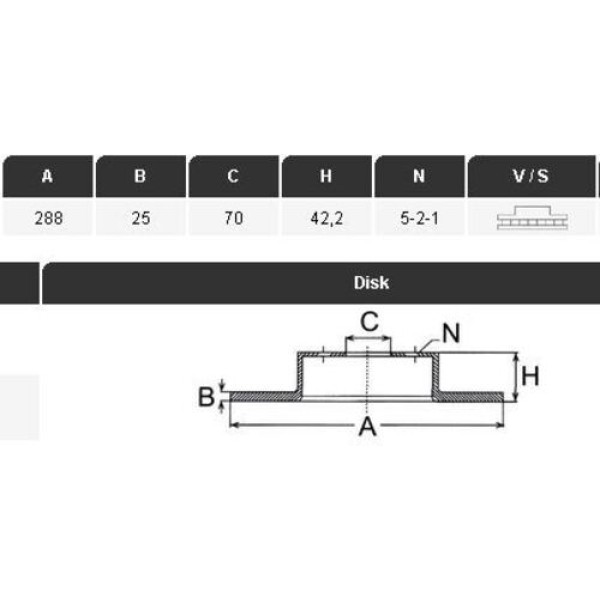 Yavuzsan 27063 Ön Fren Diski Vectra B 95-02 1.6-2.0I-2.5I-V6 Saab 900 II 93-03 9.3 288 25 7Dl Havalı Adet