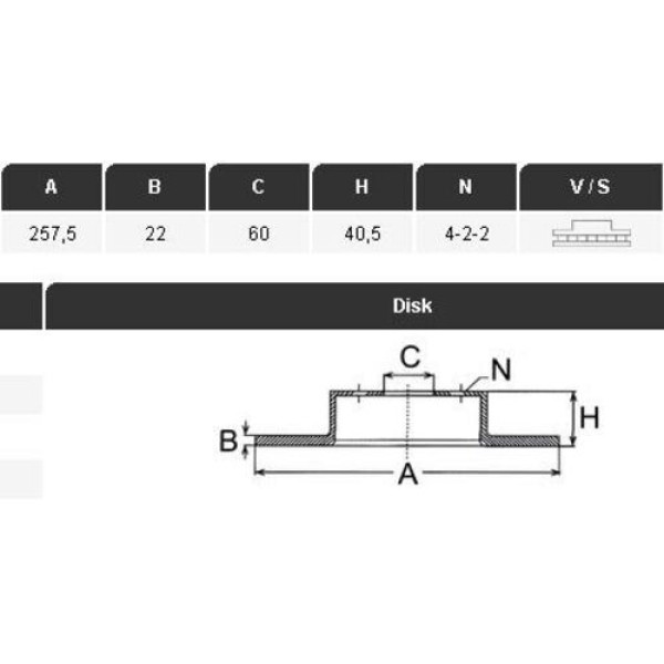 Yavuzsan 27385 Ön Fren Diski Corsa D 06-1.0-1.2-1.3CDTI Grande Punto 05-1.2-1.3JTD 257X22X40.6X6 Dl Havalı Adet 