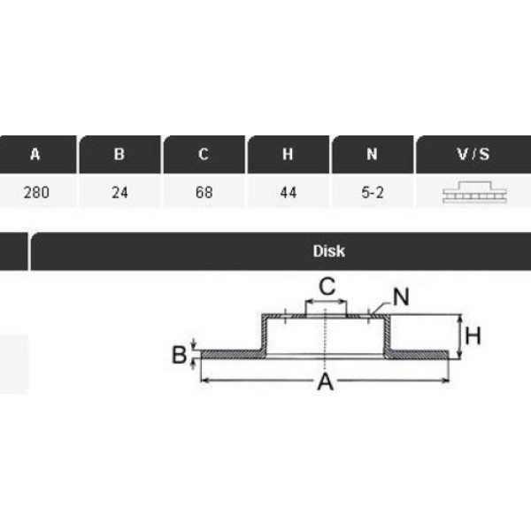Yavuzsan 30438 Ön Fren Diski Fluence Megane III Laguna III Scenic III Duster 280X24x43.9X5 Dl Havalı Adet 