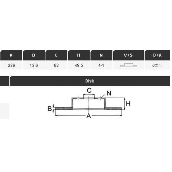 Yavuzsan 31030 Ön Fren Diski Favorit Forman 93-96 YM 236 12.8 4Dl Adet 002415019