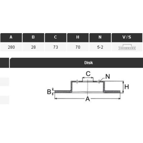 Yavuzsan 33379 Ön Fren Diski Ducato Boxer Jumper III 06-2.2HDI-2.3HDI Küçük 279.7X28X69.6X5 Dl Havalı Adet 1607872180 