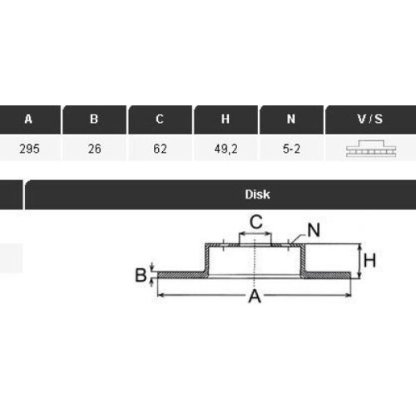 Yavuzsan 34392 Ön Fren Diski Auris 07-Avensis 05-08 Corolla Verso 04-09 D4D-1.6L-2.2-16V 295 26 5Dl Havalı Adet 4351205080