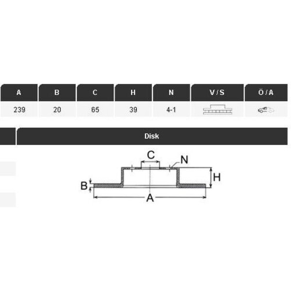 Yavuzsan 36320 Ön Fren Diski Polo 87-01 Golf 79-02 Ibiza 93-02 Toledo 91-99 Cordoba 93-02 239 20 4Dl Havalı Adet 321615301A