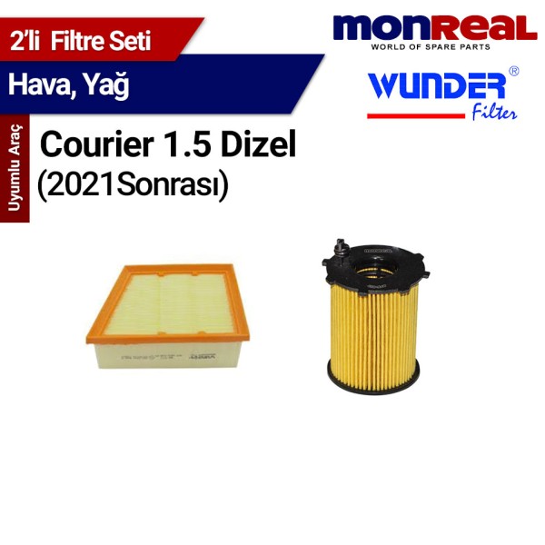 Courier 1.5 Dizel 2021 Sonrası Filtre Seti (Hava-Yağ)  - MONREAL-WUNDER