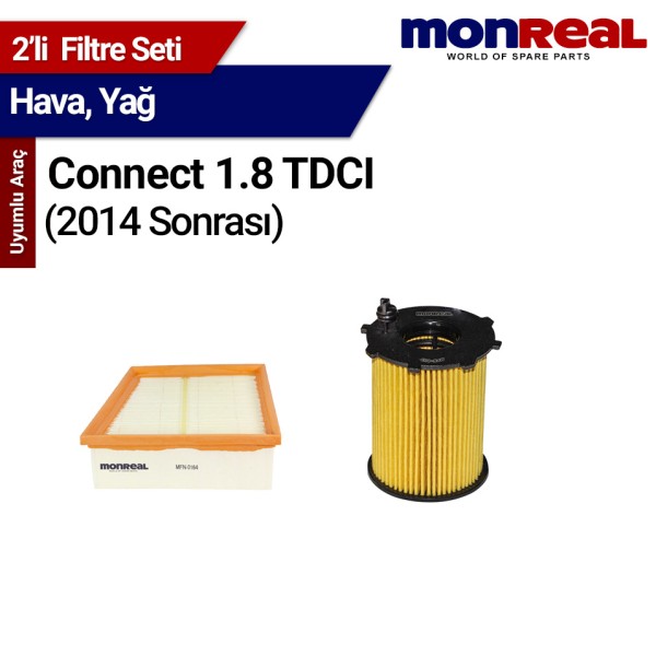Ford Connect 1.8 TDCI 2014 Sonrası Filtre Seti (Hava-Yağ) MONREAL