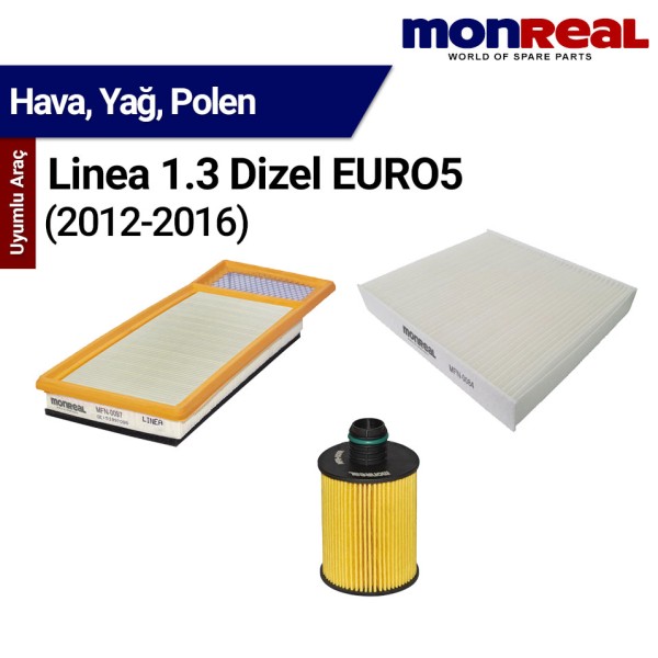 Linea 1.3 Dizel EURO5 (2012-2016) Filtre Seti (Hava-Yağ-Polen) - MONREAL