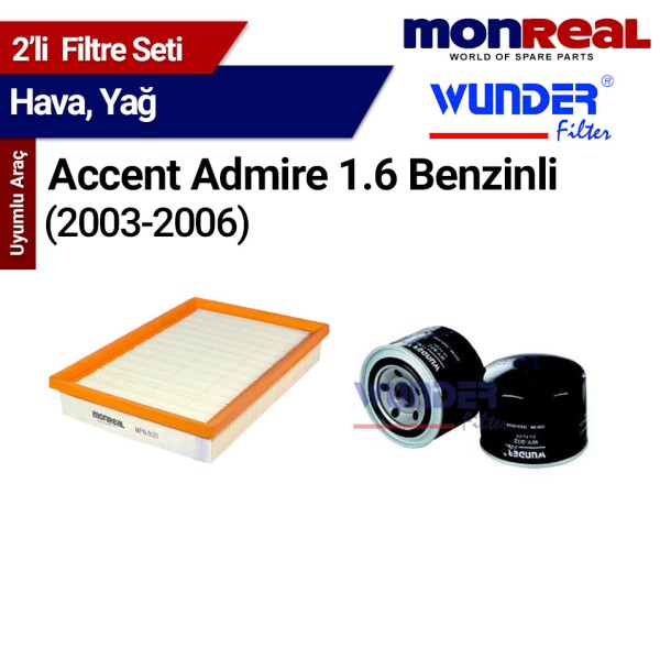 Accent Admire 1.6 Benzinli 2003-2006 Filtre Seti (Hava-Yağ) - MONREAL-WUNDER