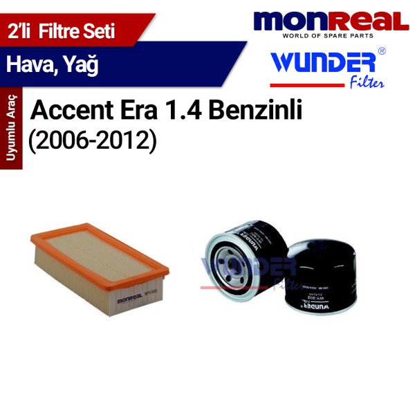 Accent Era 1.4 Benzinli 2006-2012 Filtre Seti (Hava-Yağ) -  MONREAL-WUNDER