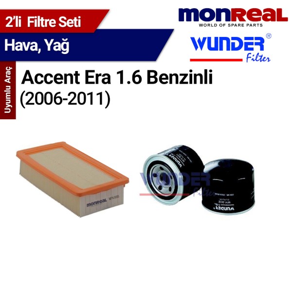 Accent Era 1.6 Benzinli 2006-2011 Filtre Seti (Hava-Yağ) - MONREAL-WUNDER