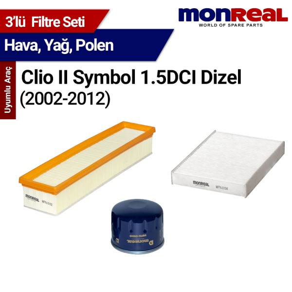 Clio II Symbol 1.5 DCI (2002-2012) Filtre Seti (Hava-Yağ-Polen) - MONREAL