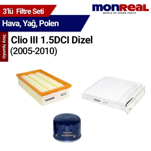Clio III 1.5 DCI (2005-2010) Filtre Seti (Hava-Yağ-Polen) - MONREAL-WUNDER