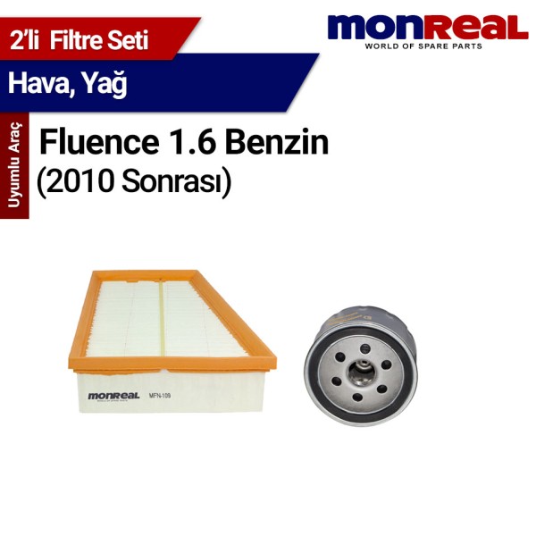 Fluence 1.6 Benzin 2010 ve Sonrası Filtre Seti (Hava-Yağ) - MONREAL