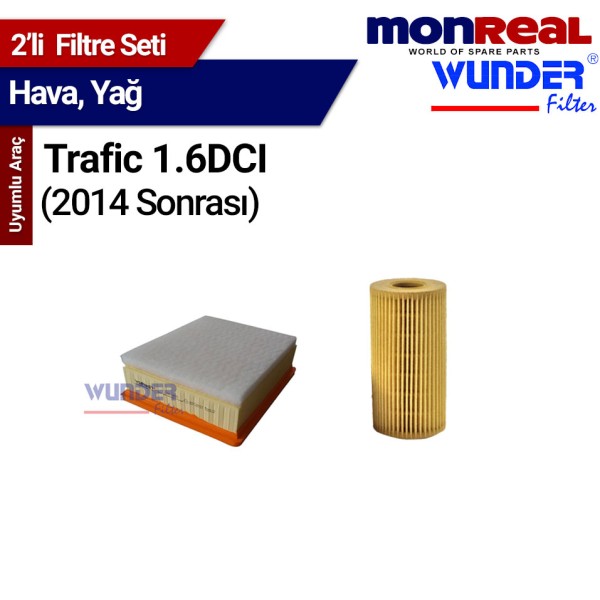 Trafic 1.6 DCI 2014 Sonrası Filtre Seti (Hava-Yağ) MONREAL-WUNDER 