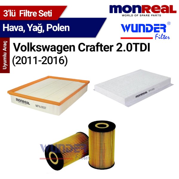 Crafter 2.0 TDI 2011-2016 Filtre Seti (Hava-Yağ-Polen) - MONREAL-WUNDER