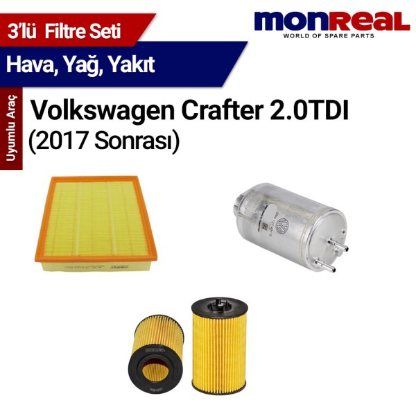 Crafter 2.0 TDI 2017 ve Sonrası Filtre Seti (Hava-Yağ-Yakıt) - MONREAL-WUNDER
