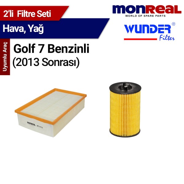 Golf 7 Benzinli (2013 Sonrası) Filtre Seti (Hava-Yağ) - MONREAL