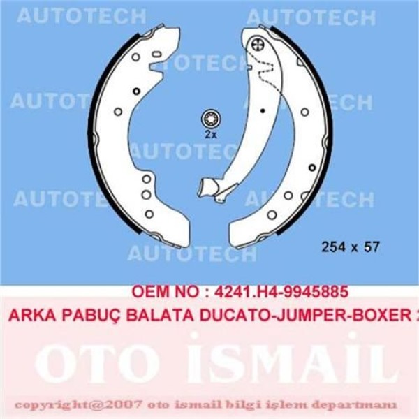AUTOTECH PB4040 Kampana Balata 14Q Ducato 94-02 / Boxer 94-02 / Jumper 94-02 254X57 