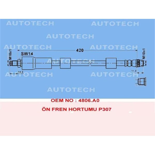 AUTOTECH TKH01 Fren Hortumu Ön Hıno