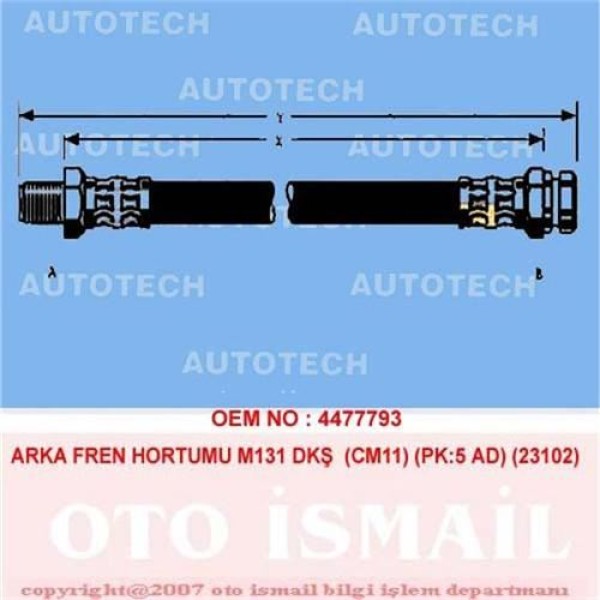 AUTOTECH TM11 Fren Hortumu Arka Murat 131 Pk:5 Ad