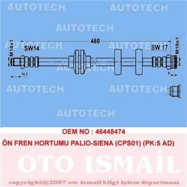 AUTOTECH TPS01 Fren Hortumu Ön Palio Siena Pk:5 Ad