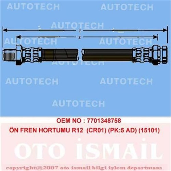 AUTOTEC TR01 Fren Hortumu Ön Renault 12 Cr01 Pk:5Ad 1501