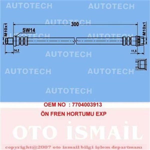 AUTOTECH TRE01 Fren Hortumu Ön Sandero 08- Express 85-98 / Logan 08- 
