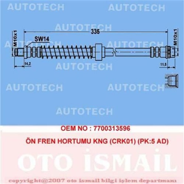 AUTOTECH TRK01 Fren Hortumu Ön Kangoo Cr01 Pk 5Ad 