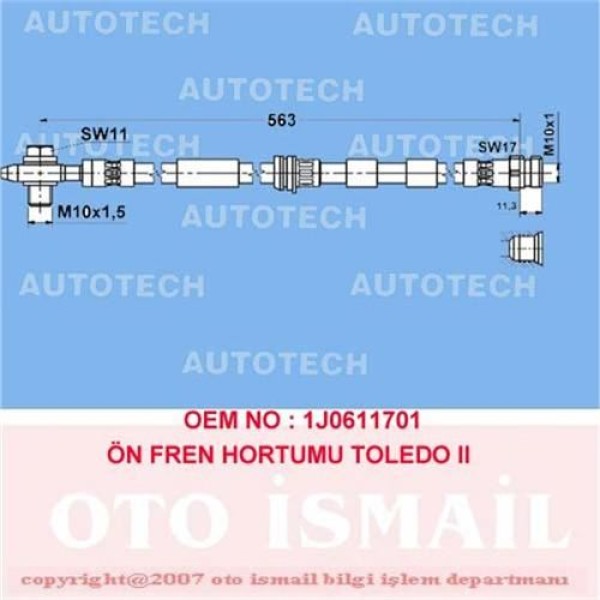 AUTOTECH TS04 Fren Hortumu Ön Golf IV 98- Golf Van Bora 98- / A3 03- S3 / Toledo II Leon / Octavia D 