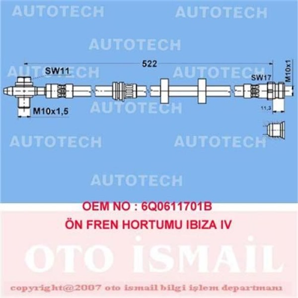 AUTOTECH TS08 Fren Hortumu Ön Ibiza IV