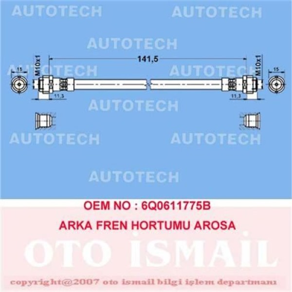 AUTOTECH TS12 Fren Hortumu Arka Polo / A3 / Toledo II Arosa 02-09