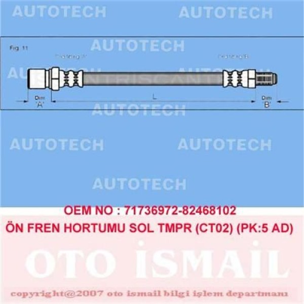 AUTOTECH TT02 Fren Hortumu Ön Sol Tempra Pk:5 Ad