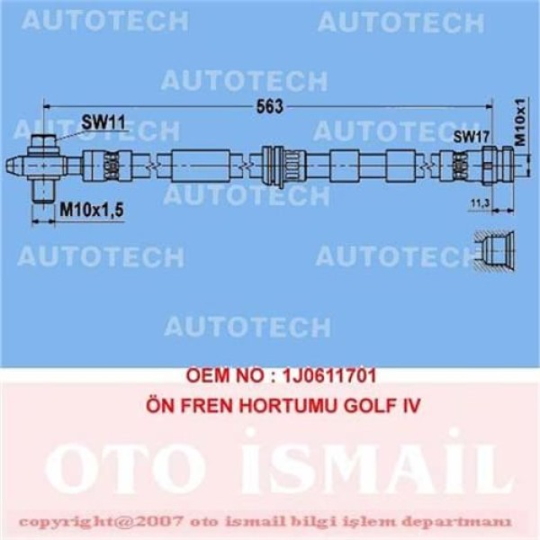 AUTOTECH TVG01 Fren Hortumu Ön Golf IV