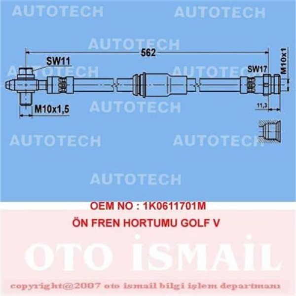AUTOTECH TVG02 Fren Hortumu Ön Golf V 