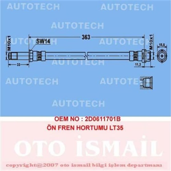 AUTOTECH TVL01 Fren Hortumu Ön Lt35 