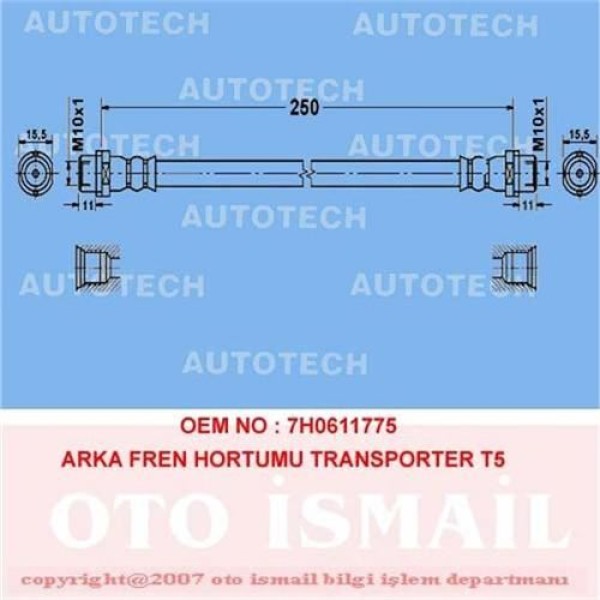 AUTOTECH TVT14 Fren Hortumu Arka Transporter T5 