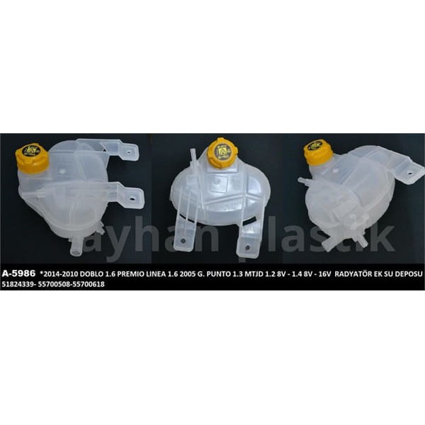 AYHAN A5986 Radyatör Yedek Su Deposu Doblo 13- 1.6 Mjtd Punto Evo Grande Punto 05- / Mıto 