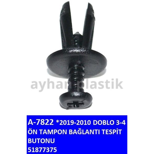 AYHAN A7822 Ön Tampon Bağlantı Tespit Butonu Doblo 3 4 10 19